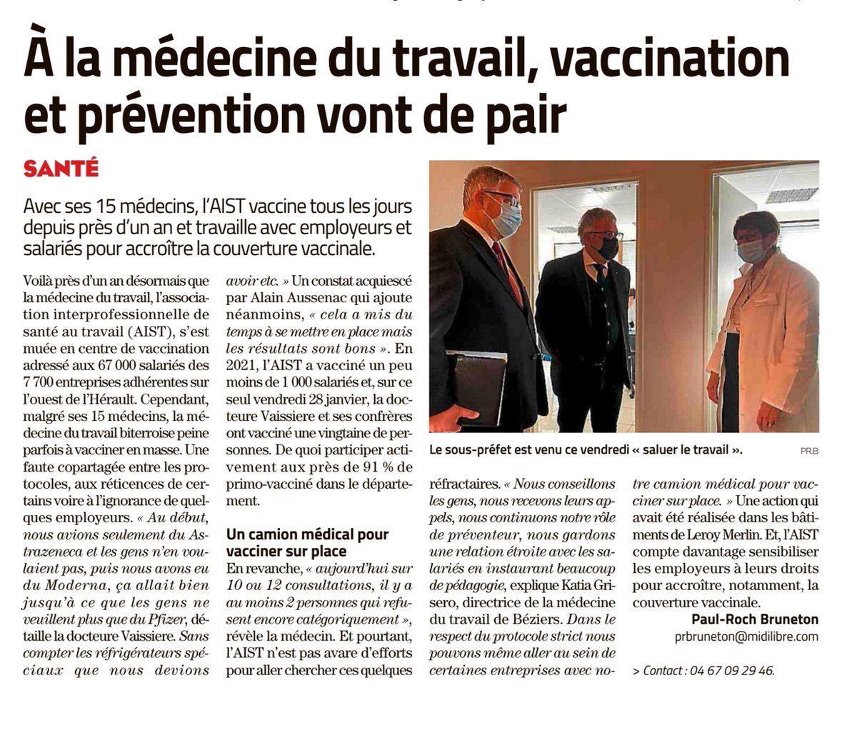 presanse's tweet photo. #Covid19 #prévention : comment le Service de Santé au Travail AIST vaccine des salariés tous les jours depuis près d'un an https://t.co/WXFApVOp6v
