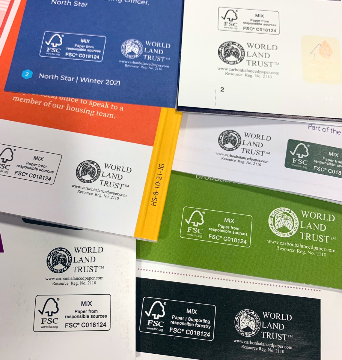 🔥 Hot Off The Press 🔥 

Just a few of the customer magazines produced over winter and January and all taking advantage of the @FSCUK and @worldlandtrust logos to showcase sustainably sourced print! 

Striving to be greener through communications with #TheGreenerRoom! 🌍