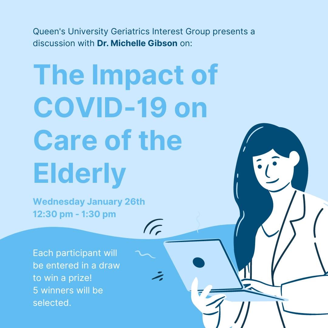 Our #WhyGeriatricsWednesday is a spotlight on this great virtual event by Queen's GIG last week! Care of the Elderly physician Dr. Michelle Gibson discussed the challenges of geriatrics during the COVID-19 pandemic and its implications for the speciality in the future.