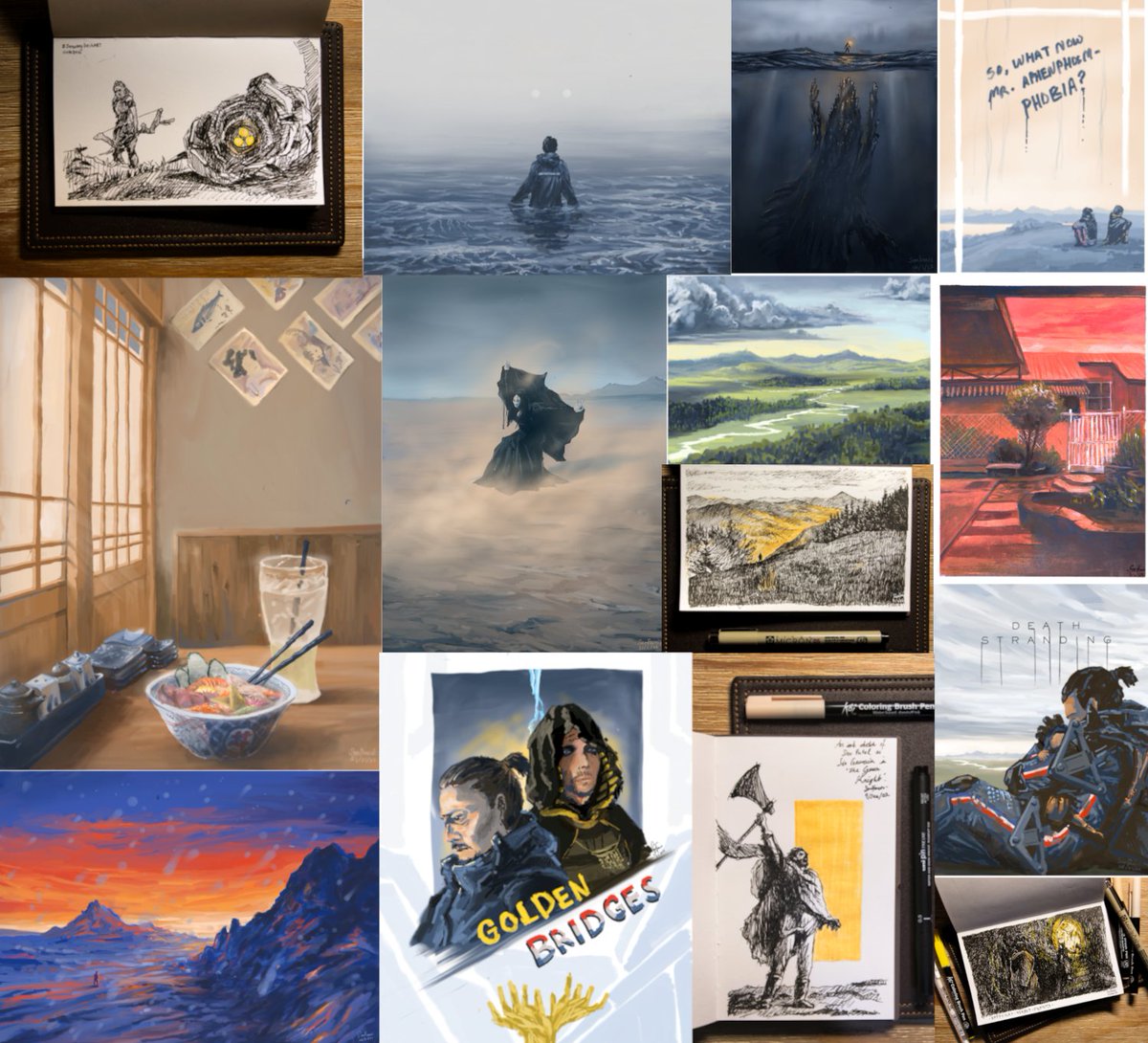 SamFrancisPo's tweet photo. #JanuaryDechART wrap up!
Another #DechartGames art challenge completed. I didn't do all of the prompts this time, opting to instead go with what I was naturally feeling for in the moment itself and taking more frequent breaks in between. https://t.co/trS5KBSIJH
