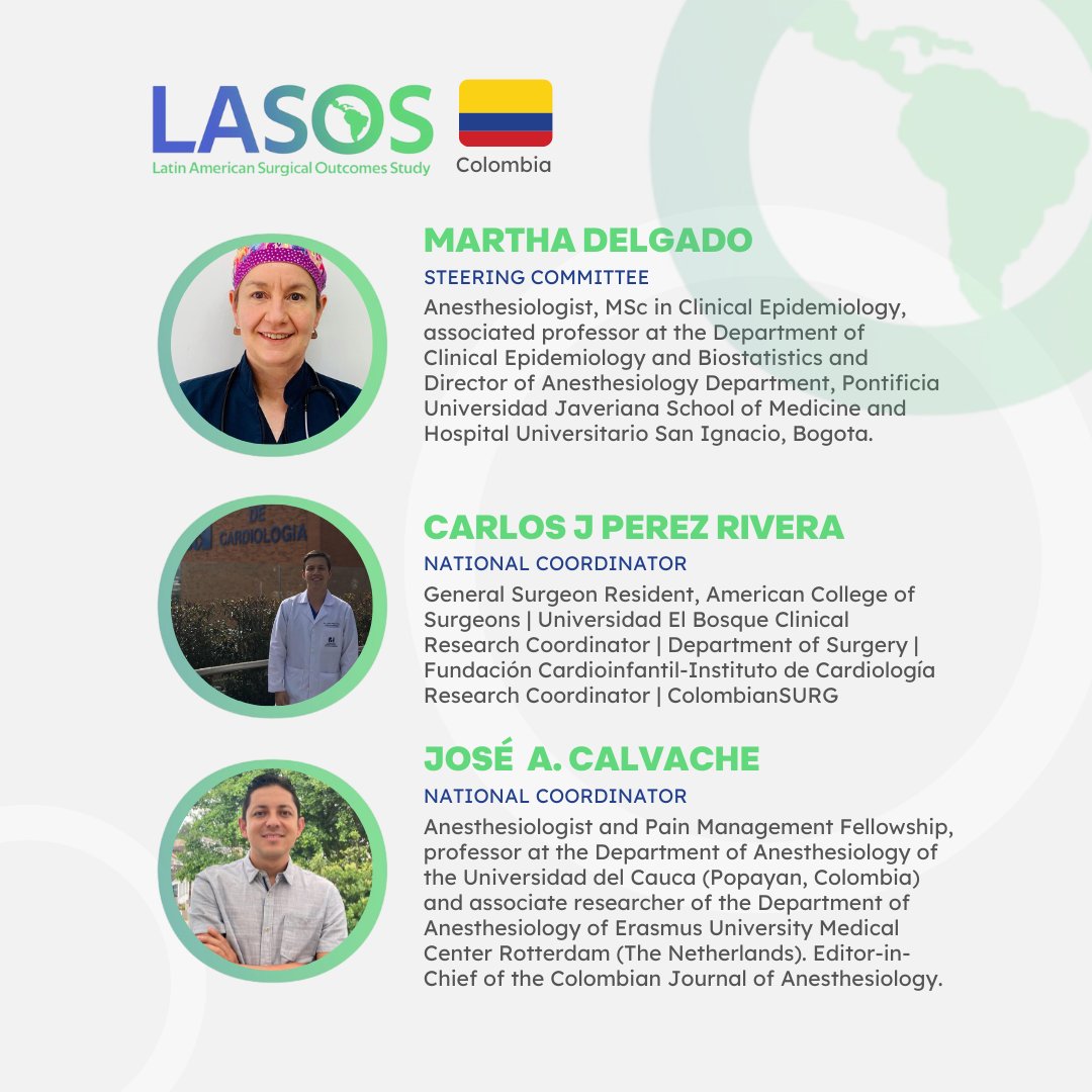 LASOS_STUDY's tweet photo. LASOS will explore how disparities relate to surgical outcomes in Latin America. Meet our LASOS team in COLOMBIA! They are recruiting hospitals to take part! Join us! Find out more at https://t.co/BwyL9SL0Tt
#LASOS #JoinLASOS https://t.co/uyHL8FmgQy