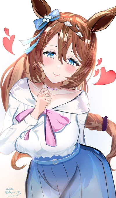「あら?こんなところにとっても大きな赤ちゃんがいますね～♡ふふっ……いっぱい甘えていいんですよ～♡」
#ウマ娘 
#スーパークリーク 