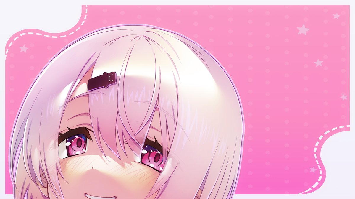 nekomata okayu ,roboco-san ,shiina yuika 1girl solo hair ornament hairclip smile hair between eyes pink hair  illustration images