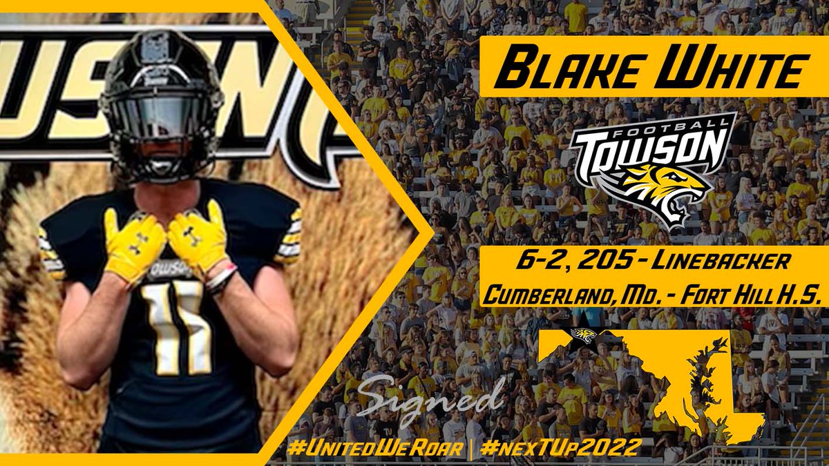 Towson_FB's tweet photo. SIGNED🖊️
Welcome Blake White to the Towson football family! 🐅
#UnitedWeRoar | #nexTUp2022 | #NSD22 https://t.co/u2AVRnRpHH