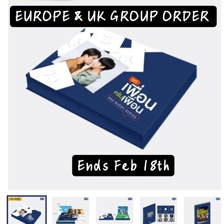 ArmWC_Europe's tweet photo. EUROPE/UK GROUP ORDER FOR Bad Buddy DVD BOXSET by GMMTV. 58€ + final shipping and custom fees. 

ENDS FEBRUARY 18TH 2022

https://t.co/bEmNMTBlLk

Other GMMTV products can be ordered as well. 

#BadBuddy #BadBuddyTheSeries #BadBuddyMerchandise #GMMTV https://t.co/ZcDAm8FJSs