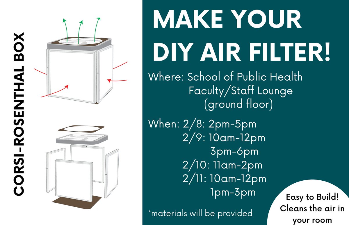 PHABlabumd's tweet photo. UPDATED DATES/TIMES for our #corsirosenthalbox build! We'll provide the supplies and you just need yourself, your mask, and excitement for improved #AirQuality in your spaces. See you there! @UM_Scholars @UMDPublicHealth @UofMaryland https://t.co/R5gTRnGNE4