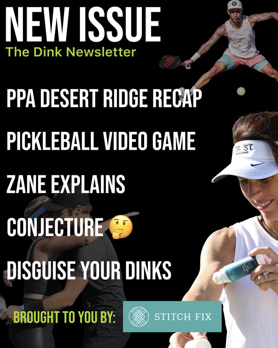 Pickleball's tweet photo. New issue of THE pickleball newsletter. Subscribe at https://t.co/Sp2JhMTpYn

@TrustBiologic @ZaneNavratil https://t.co/eJLcd2usFK