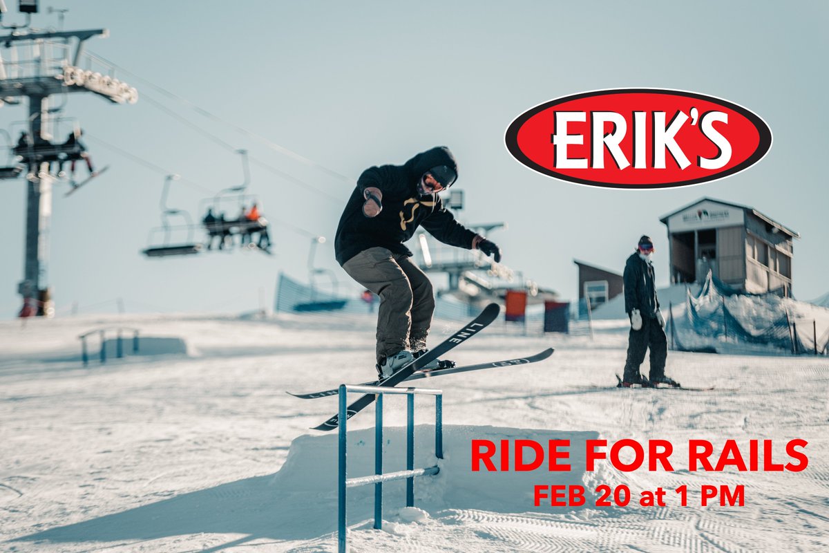 Ride For Rails competition (rail jam style) and fundraiser is Sunday, February 20 at 1 pm presented by ERIK'S! <a href="/TWDSF/">christie kennelly</a>

Competitors of all ages and skill levels are invited to compete for prizes! Registration is $10 and will go towards terrain park maintenance and new features.