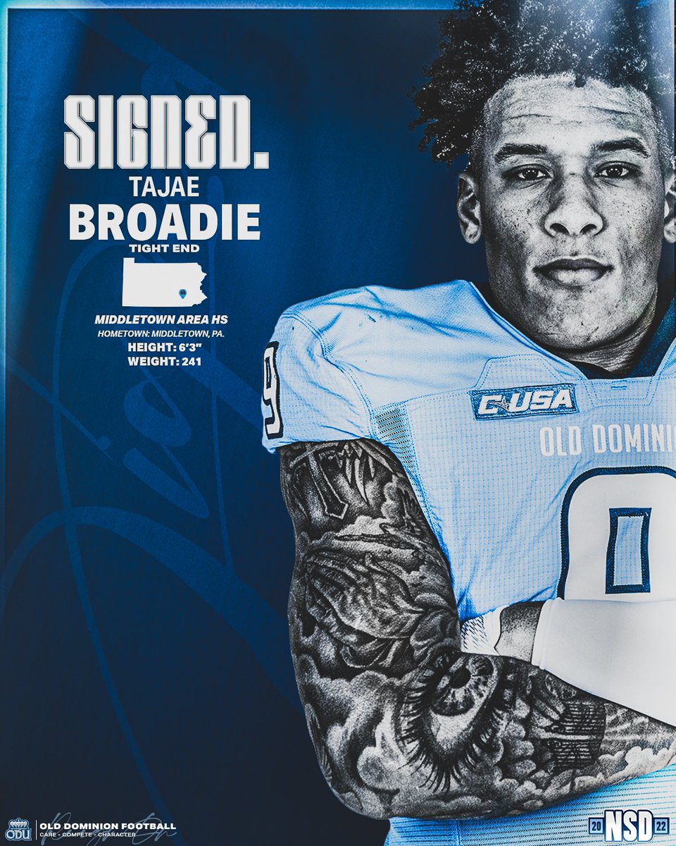 ODUFootball's tweet photo. 𝘽𝙞𝙜 𝙏𝙞𝙢𝙚 Playmaker ❕❕❕

Welcome to Monarch Nation ➡️ @TajaeBroadie9 
  
#ReignOn | #NSD22 https://t.co/WB9ImseqTK