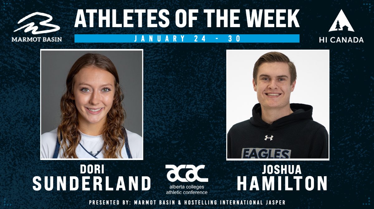 AOTW | Congratulations to Dori Sunderland (BC, WBB) &amp; Joshua Hamilton (TKU, MBB) on being named the ACAC <a href="/MarmotBasin/">Marmot Basin</a> &amp; <a href="/Hostelling/">HI Hostels</a> Athletes of the Week! 
￼
Full story 👉 acacab.prestosports.com/aotw/archive

#ACACsport #AOTW