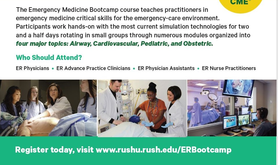 RushSimCenter's tweet image. Registration for the Rush Emergency Medicine Bootcamp is temporarily on-hold due to increased front liner working mandates. Stay tuned for future updates. #RushSimCenter #EMT #MedStudents