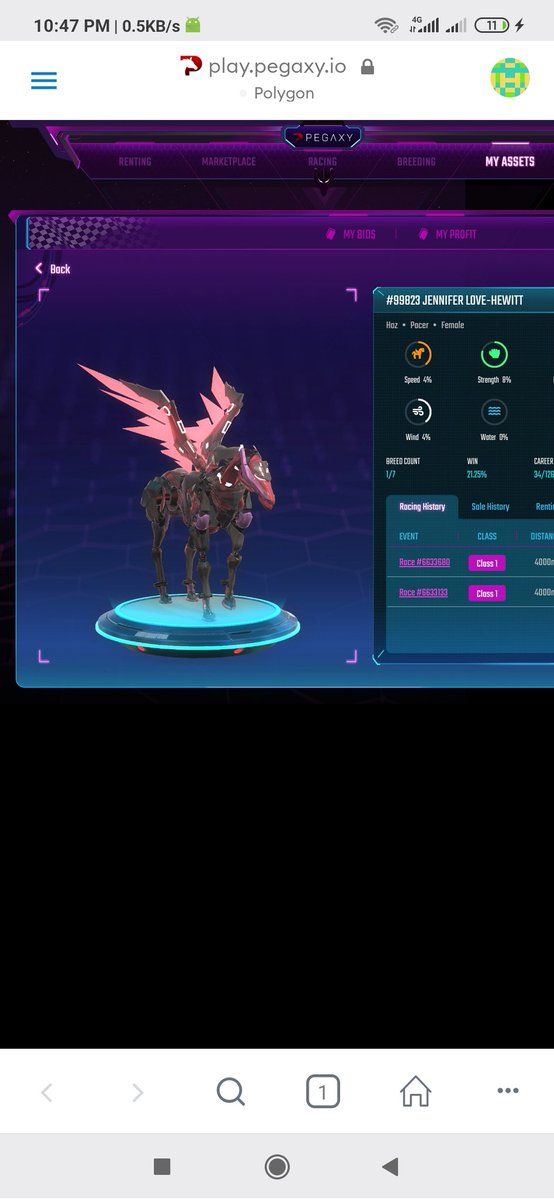 lloyd_balce's tweet photo. Having a female pega is so cool😎. I started to think her color combination was really refreshing to my eyes. The ability of this Pega is very impressive, very strong and has good speed. More grinding and gold to come. 
Thanks for the opportunity, my beloved Celestial Manager. https://t.co/RNSdLoqZAu