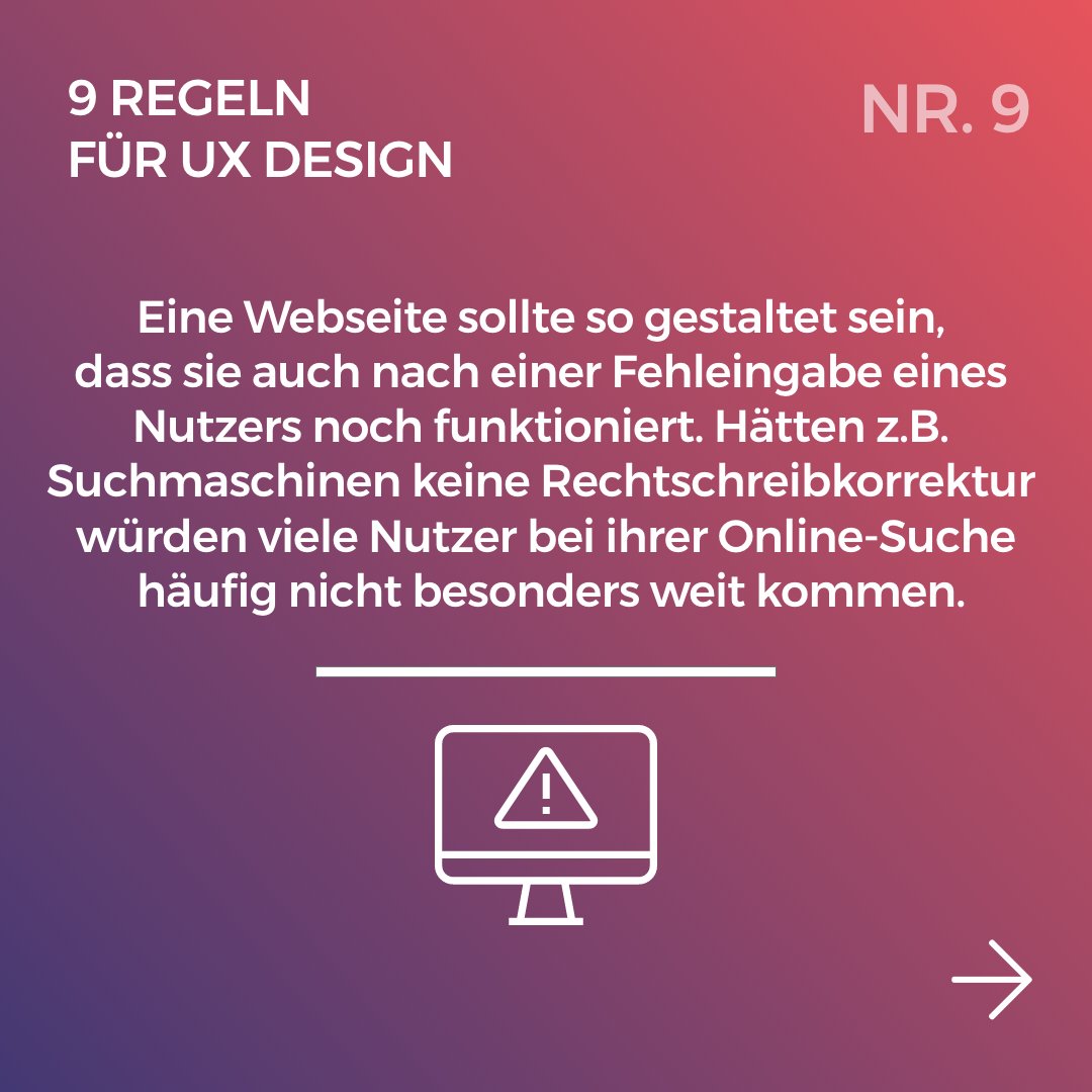 progressive_de's tweet photo. Diese Woche gibt es den finalen Tipp unserer UX Regeln. Man sollte beim Gestalten einer Webseite immer Platz für Fehler lassen.☝ #ux #uxdesign #webdesign https://t.co/DhGGe14Aqv