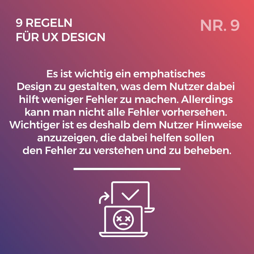 progressive_de's tweet photo. Diese Woche gibt es den finalen Tipp unserer UX Regeln. Man sollte beim Gestalten einer Webseite immer Platz für Fehler lassen.☝ #ux #uxdesign #webdesign https://t.co/DhGGe14Aqv