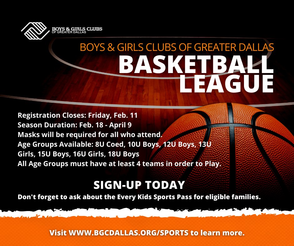 Sports are back! We’re excited &amp; we hope you are too.  Check out our sports page bgcdallas.org/sports to learn about our updated sports and #Covid policies. 

#BGCDALLAS #BGCDSPORTS #Safesports