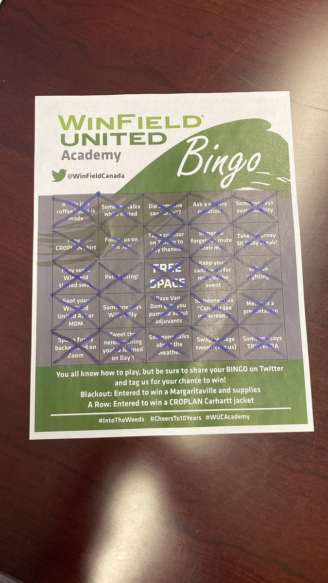 Finished off #WUCAcademy with a blackout in Bingo! Great information shared, thank you @WinFieldCanada and I look forward to following along the #IntoTheWeeds modules!