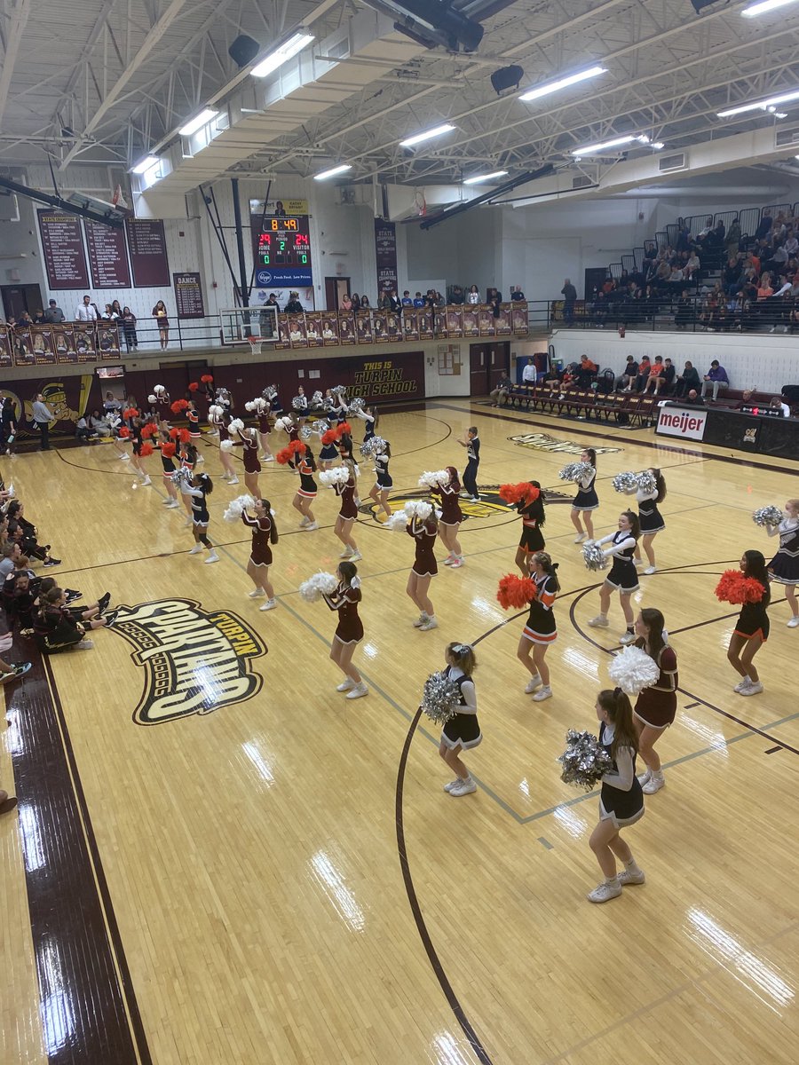 TurpinBoosters's tweet photo. Even though the Spartan’s lost, all of the cheerleaders on the court together, is a nice reminder we are one FHSD community!! https://t.co/vqJGAksMAX