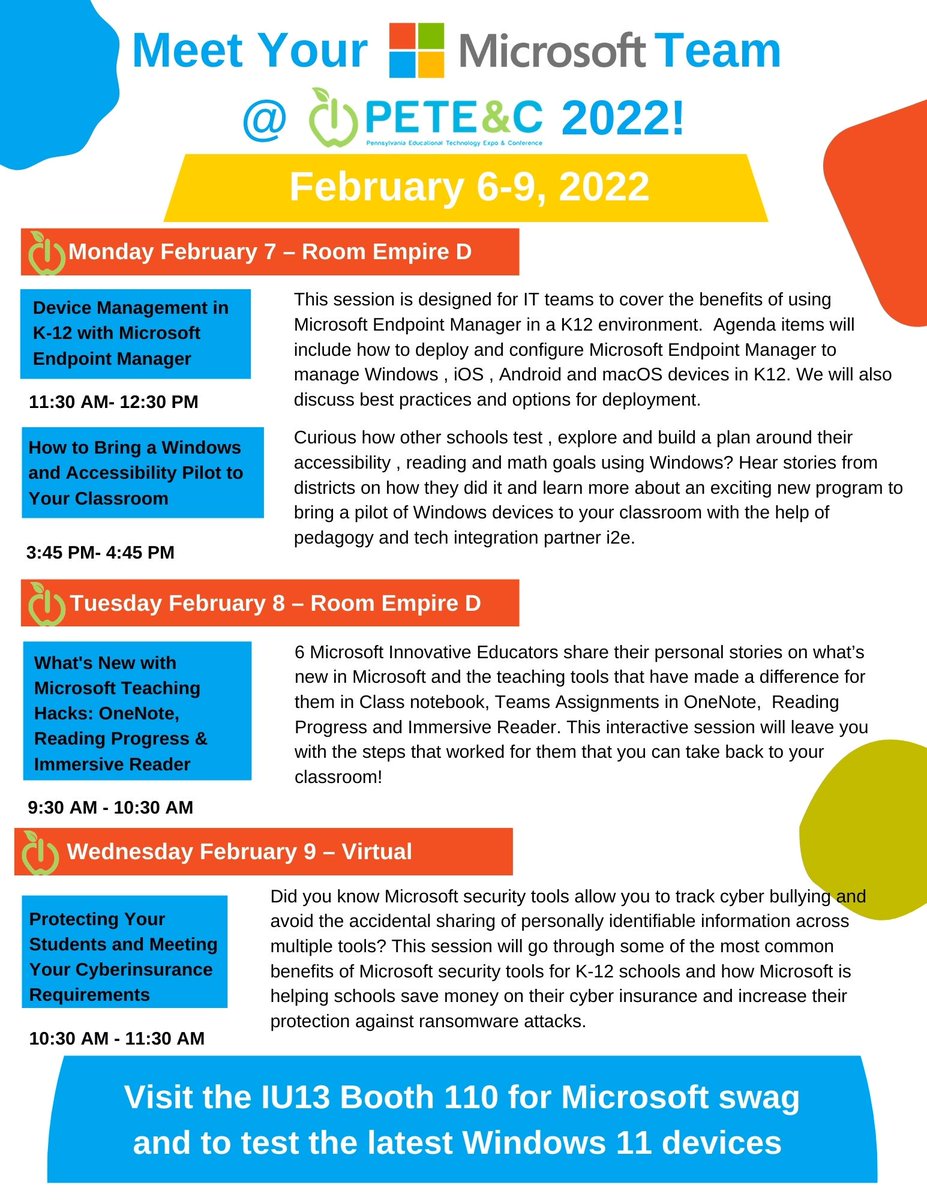 Next week Microsoft will be at  <a href="/peteandc/">PETE & C</a> with some amazing Microsoft Innovative Educators! <a href="/brianfmerrill/">Brian Merrill</a>  <a href="/suevankirk/">Sue VanKirk</a>  <a href="/jannaranabond/">Janna Bond</a>  <a href="/ScogginsRebel/">Rebel Scoggins</a>  <a href="/CoLIBRAtoRY/">Karey Killian</a>  <a href="/sattlercyber/">Emily</a>