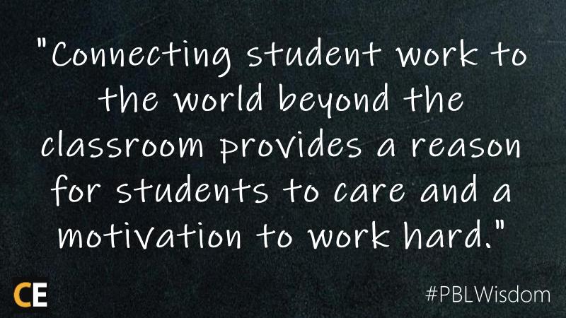 CreativeEduc8r's tweet photo. Instead of focusing on bringing the real world to your classroom, focus on bringing your classroom into the real world. Here's how: https://t.co/k3hAQQTT1v #PBLWisdom https://t.co/whbmRpVCNB