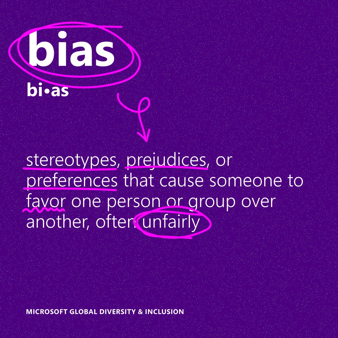 Microsoft's tweet image. Microaggressions and microaffirmations can stem from conscious or unconscious biases.