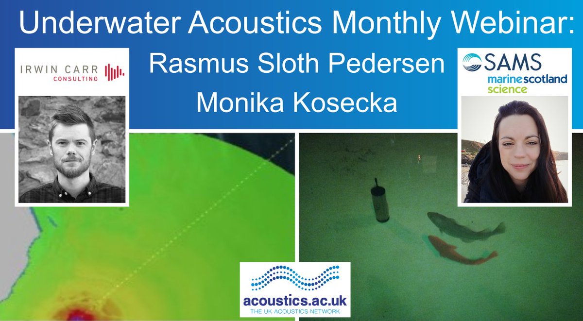 sigunderwater's tweet photo. The next Underwater Acoustics webinar is on 24th February at 2pm. Presenting are:
Rasmus Pedersen: Practical Underwater Noise Modelling for the Offshore Industry 
Monika Kosecka: The Potential of Passive Acoustic Monitoring in Fish Studies
Register via: https://t.co/345bzqIc0A https://t.co/pHl2gzKI2v