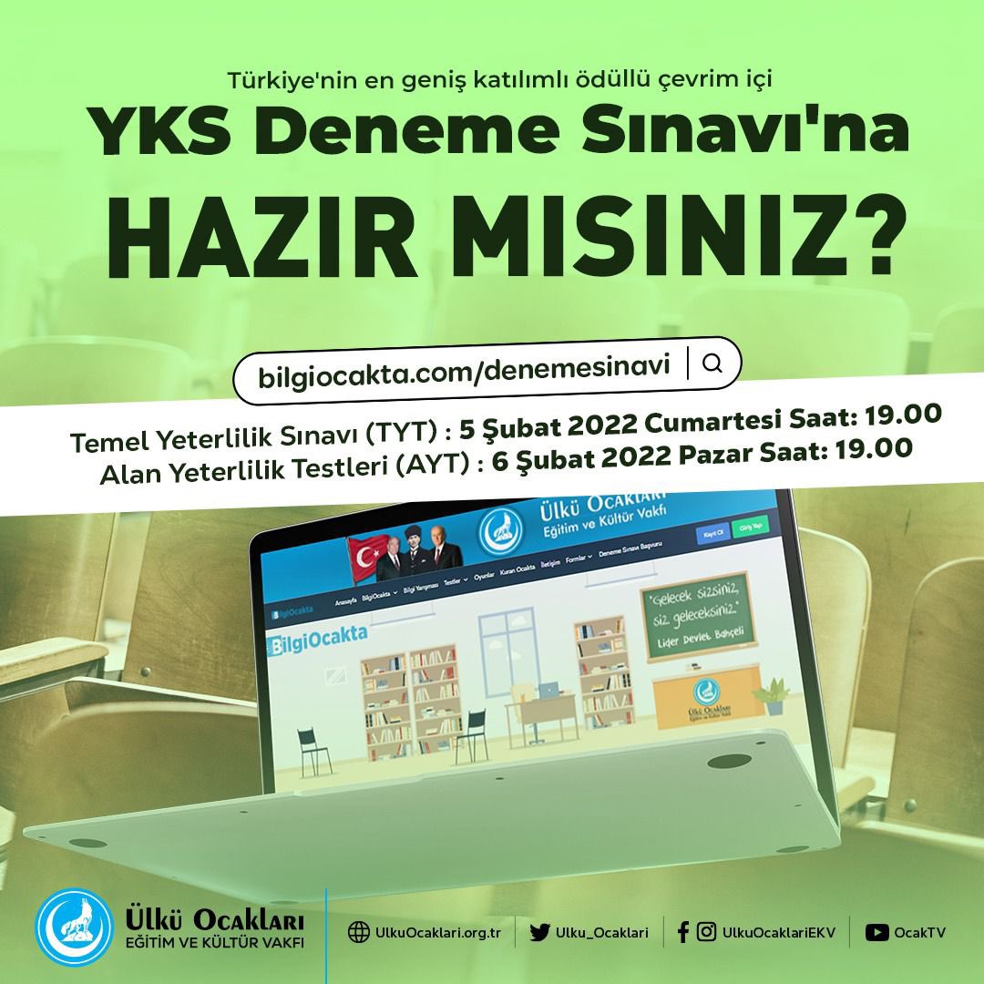 zaferileyen's tweet photo. Ülkü Ocakları 
YKS Deneme Sınavı https://t.co/eB2bLllwU0