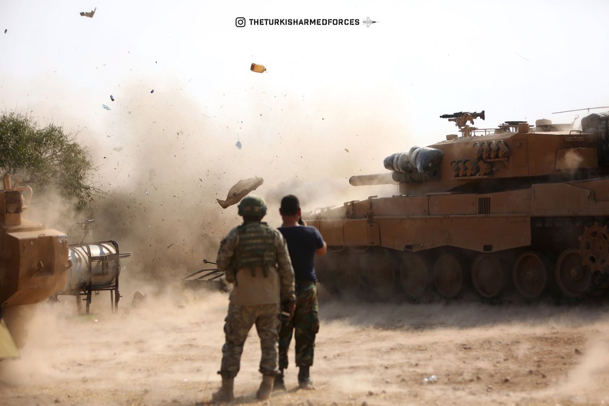 kkktsk's tweet photo. Terör örgütü ypg/pkk hedeflerini tahrumar eden Leopard 2A4. 
Barış Pınarı Harekatı 2019 - Suriye/Resulayn https://t.co/EV5TPIPvYJ