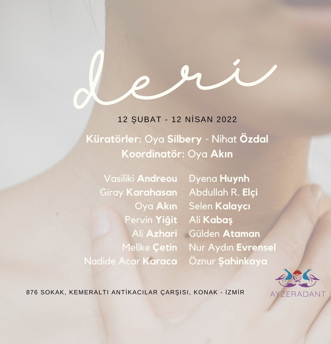 "Düğmeler, Deri, Koordinatlar" üçlemesinin ikinci kitabıydı Deri ( <a href="/krmzkedikitap/">Kırmızı Kedi Yayınevi</a> ) . Dünyanın farklı ülkelerinde pek çok sanatçı bu metinlerden yola çıkarak eserler üretti, performanslar yaptı. 12 Şubat'ta 14 sanatçı "deri" bağlamında işleri ile <a href="/ayzeradant/">Ayzeradant Art Gallery</a> 'ta olacak.