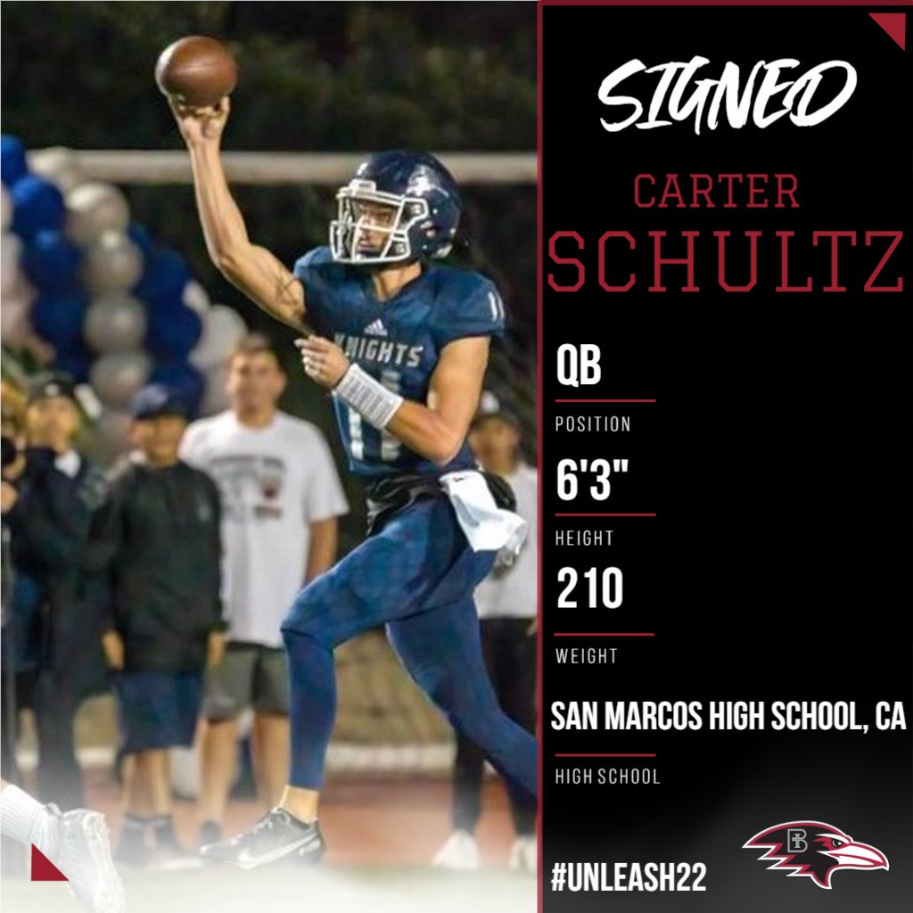 RavenFootballBC's tweet photo. Big time arm from Southern California is on his way to Kansas! 
Welcome to the Raven Family, Carter Schultz! (@CarterSchultz8)
#Unleash22 #UnleashGreatness https://t.co/jfJhg1Kq4r