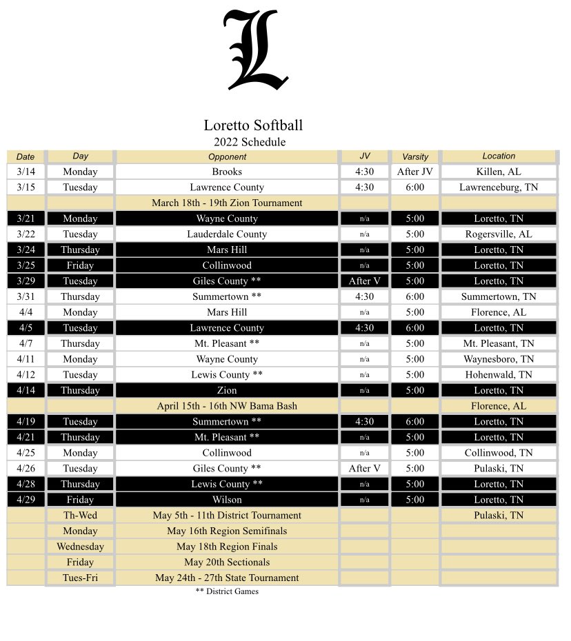 2022 Softball Schedule ‼️‼️