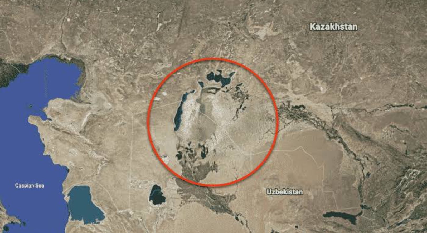 Аральское море на карте до и после