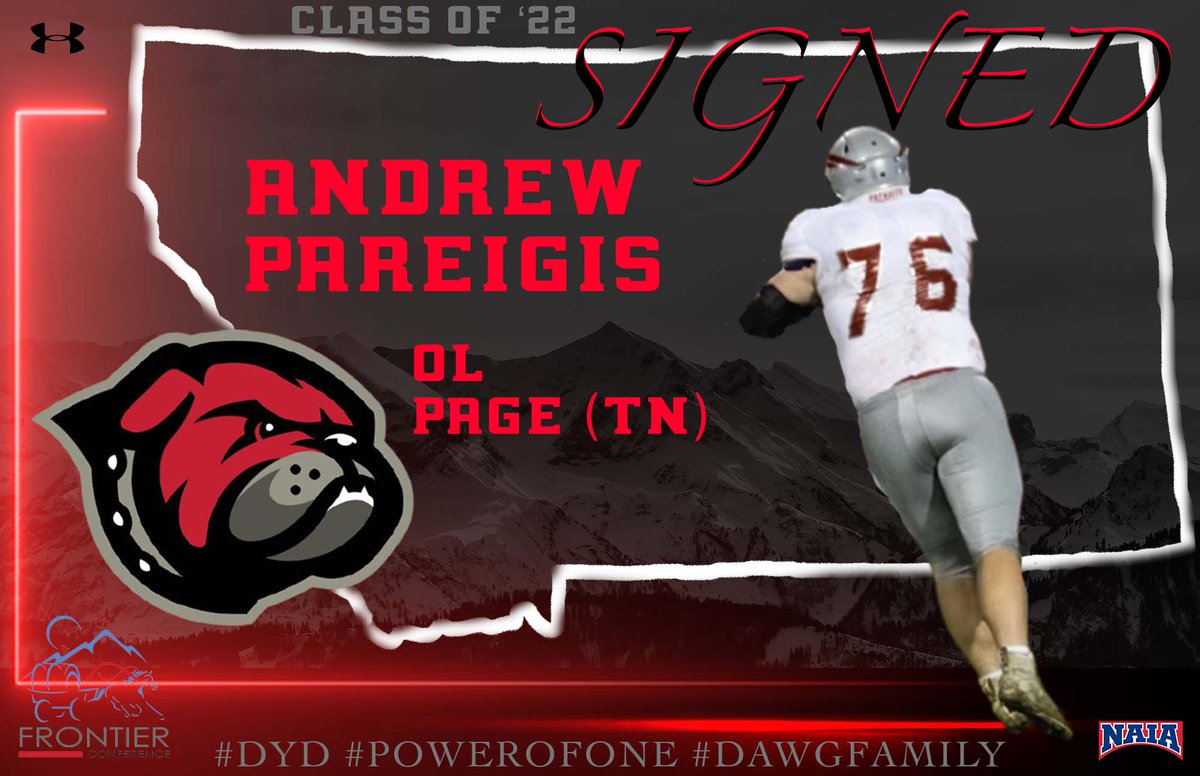 🖊️Andrew Pareigis 
📍 Fred J. Page HS, TN
🏈6'4'' 280lbs, OL
Andrew is not a stranger to competition and the Bulldog Mentality! His size and strength will be a valuable asset to the Dawg Offensive Line! Welcome to the Dawg Family!
#DYD #PowerOfOne #DawgFamily