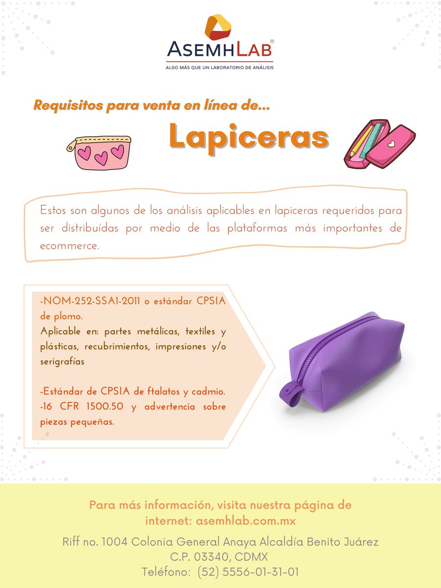 Asemhlab's tweet photo. Expande tu negocio hacia las #plataformasdigitales
Conoce algunos de los análisis aplicables en #lapiceras que son requeridos por las plataformas más importantes de #ecommerce.
🌐Visita nuestra página: https://t.co/sl3AYGtuYW https://t.co/0UcVyqNunC