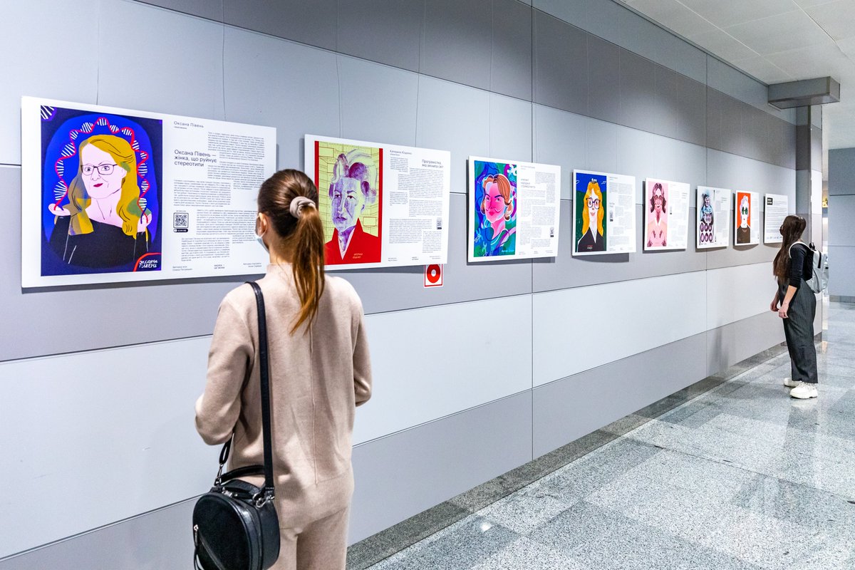is_fem's tweet photo. Creative exhibition #SheIsScience was opened in @BoryspilAero. All the passengers could see 12 bright portraits of Ukrainian women in science on February 1-14. #SheIsScience is organized by #STEMisFEM with the support of @unwomenukraine and @UNICEF_UA.
#generationequality https://t.co/LRV0tqJFWm