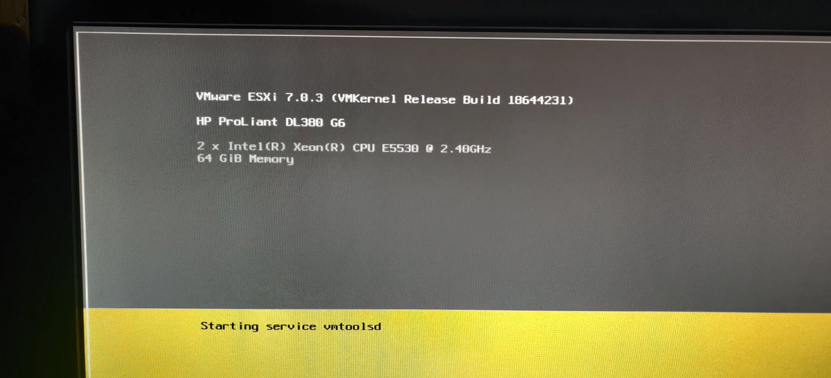vGonzilla's tweet photo. Ahh running on #UnsupportedHardware #YOLO thanks @lamw for the tip. Updated bootbank & altbootbank on the disk using vi & cat cc: @jhoughes https://t.co/cf6uHp030i
