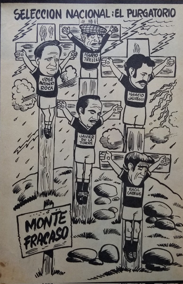 richardcasper's tweet photo. Selección nacional: una historia de "crucificar" entrenadores, de cortar procesos; de poner al técnico de moda; de prensa convenenciera; de insensatos directivos... y de la eterna promesa de "ahora sí se va a trabajar".

Cartón de R. Torres, revista "Balón, 1981.
@UniformesSelec1 https://t.co/zPstNz5AIv
