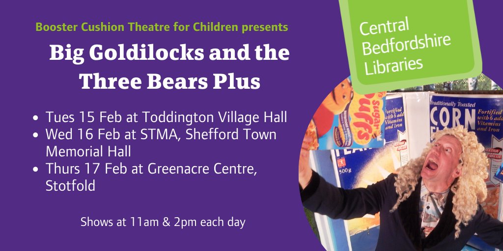 Have you got your tickets yet?  Don't miss out on this fun family show this school holidays, tickets cost just  £2 per person (with discounts for families) and can be bought online at bit.ly/CBCLibrariesEv… or in person at Shefford, Stotfold or Toddington Libraries.
#HalfTerm