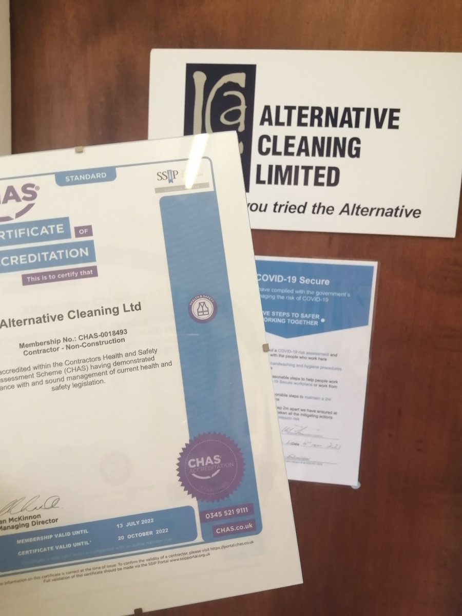 We are #CHAS accredited for another year here at Alternative Cleaning Limited, Thankyou CHAS for your support.