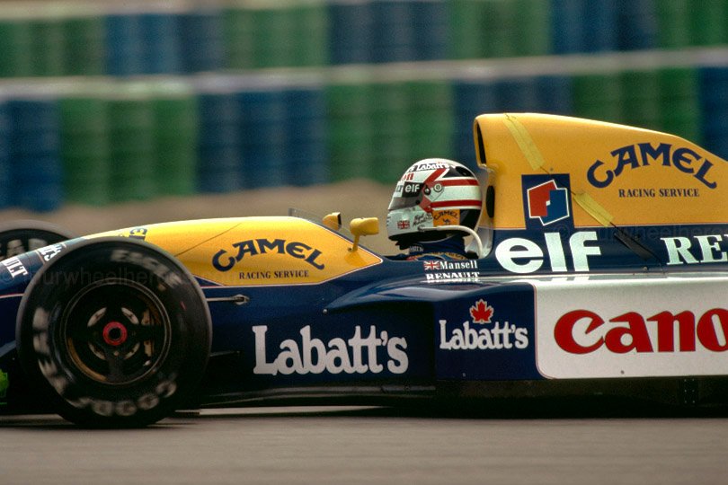 Nigel Mansell, Williams FW14 Renault V10, during a test session at