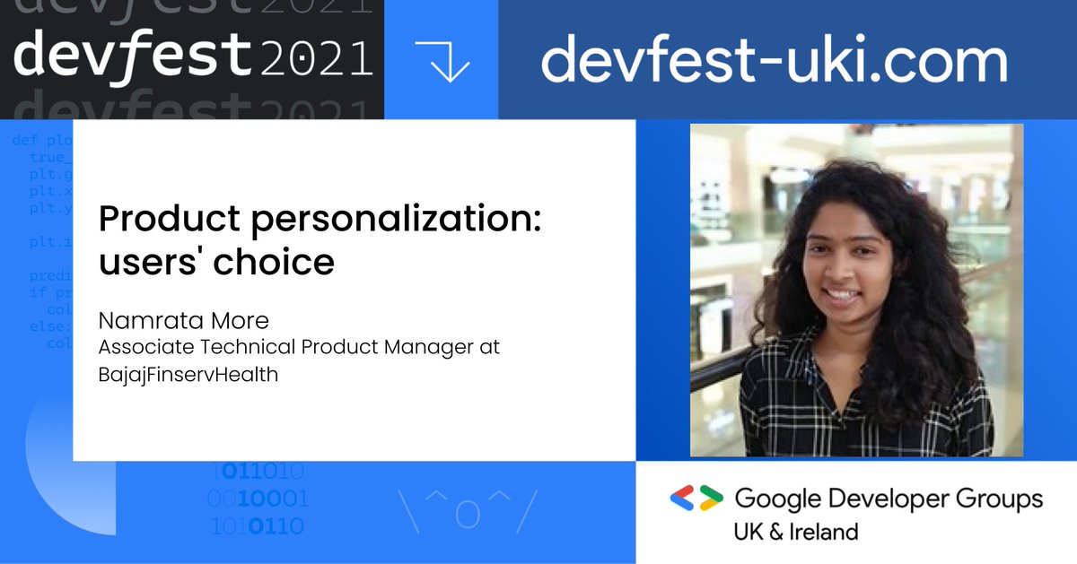 📺Watch @namratamore_nm ‘s talk “Product personalization: users' choice” and catch up on all the talks here bit.ly/devpartyYouTube #devfestuki #ai #ml #cloud #devops #webdevelopment #mobile #android #diversity #inclusion #womenintech