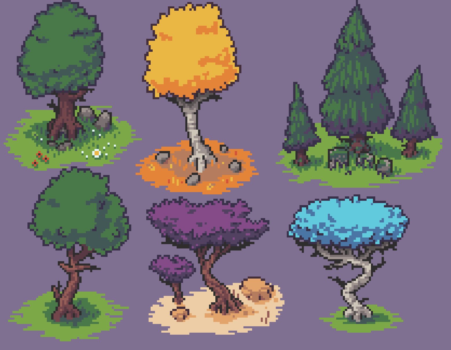 OC] 32x32 Trees Practice : PixelArt