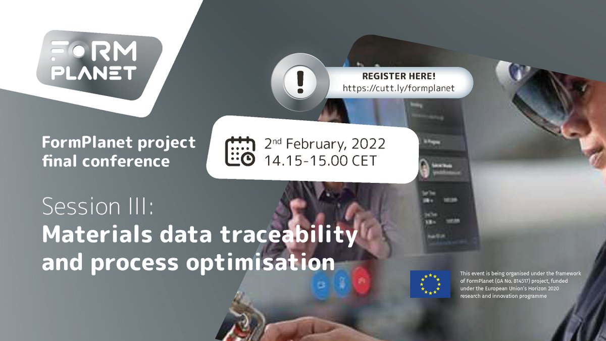 Formplanet_EU's tweet image. #FormPlanet Final Conference | We are back for a new session focused on materials data traceability and process optimisation with representatives from @ANSYS @applus and @Eurecat_news 

 👉 cutt.ly/FinalConference