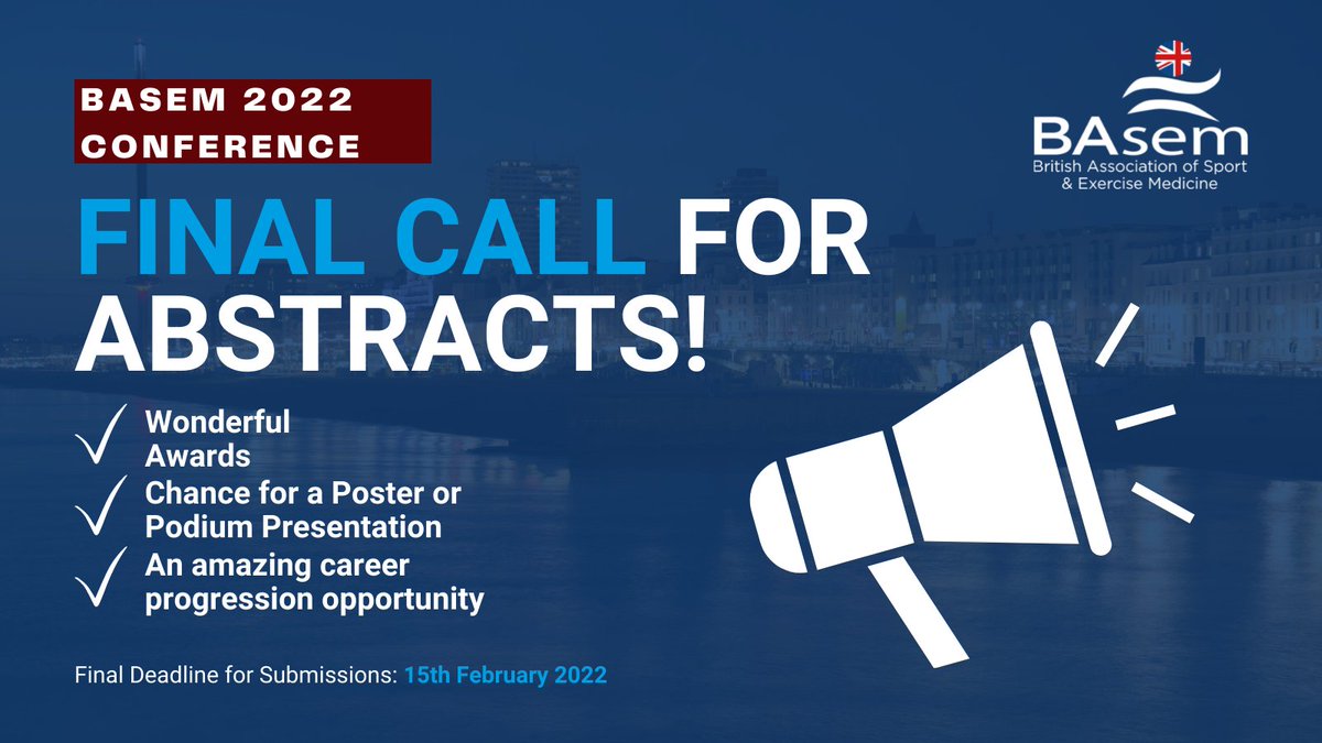 📢An amazing opportunity for students and clinicians pursuing a career in Sport and Exercise Medicine!
For the first time ever, researchers get the chance for oral presentations &amp; to select award category to be considered for!📅Deadline: 15.02.22
➡️bit.ly/3ATjM7n