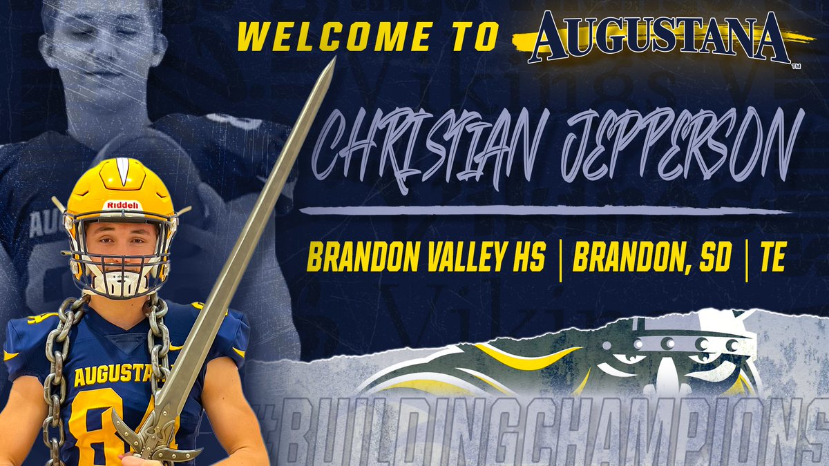Welcome to the <a href="/GoAugie/">Augustana Vikings</a> family, Christian 🖊️

🟡 Tight End
🔵 6-4 | 204
🟡 Brandon, S.D. (Brandon Valley HS)
🔵 <a href="/ChristianJepp11/">Christian Jepperson</a>

Signing Day Central ➡️ GoAugie.com/NSD2022

#BE2TBRIGHTE2T | #BuildingChampions