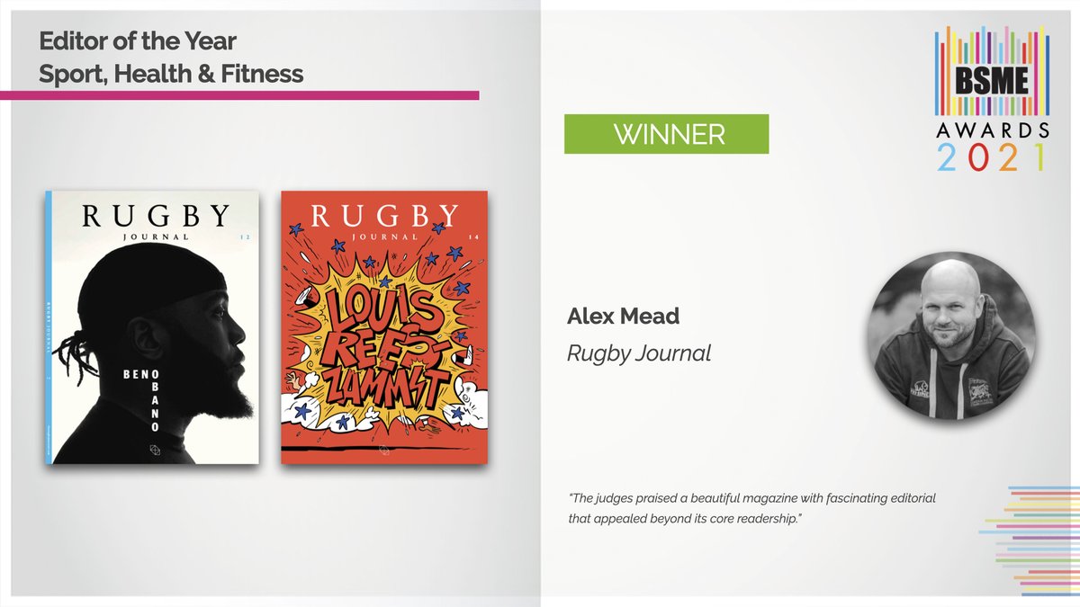 sporting_eric's tweet image. Our beautiful Rugby Journal does the double at the prestigious BSME Awards, with our Editor-in-Chief Alex Mead picking up two awards for best editor in the Independent and best Sport, Health & Fitness categories! Well done team!
#BSMEAwards #print #content #rugby