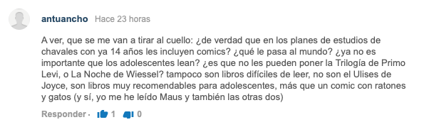 ElTorres72's tweet photo. EL CÓMIC NO ES LECTURA DE VERDAD.
Fuera de nuestra burbuja, así nos siguen viendo.
Este comentario, a raíz de la prohibición de Maus como lectura recomendada en un colegio de Texas. https://t.co/gDg5dBDAxo