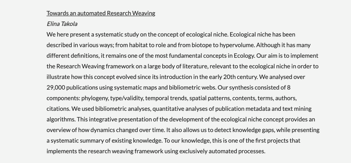eshackathon's tweet photo. NOW: Elina Takola (@ElinaTakola) - Towards an automated Research Weaving
#ESMARConf2022 #EvidenceSynthesis #MetaAnalysis #RStats #ReviewProcesses
https://t.co/oNLv2aVxX6 https://t.co/8yu9Tu3tI2