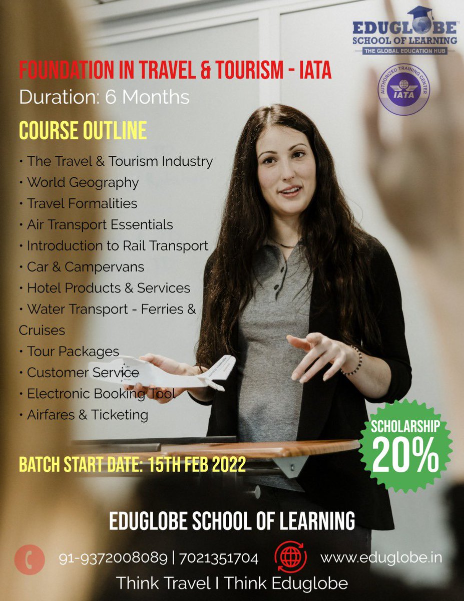 Join Eduglobe’s International Travel courses and build an exciting career !!!

#travelcareer #iatacourses #thinktravelthinkeduglobe #internationalcourses #iatatraining