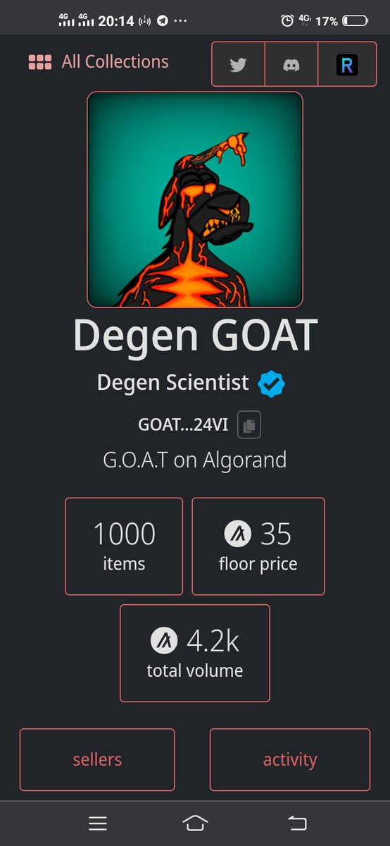 1/2 GM ser. Degen Goat report. We hit 4.20K ALGO volume

200 Goats were claim

-75 Airdrop (free for 8bit Mate holders)
-50 presale
-9 not claim
-3 giveaway

Total sold: 139 goats
With mint price 10A-20A-25A
Average sold: 4241:113= 30.5A
Largest sale: 169A