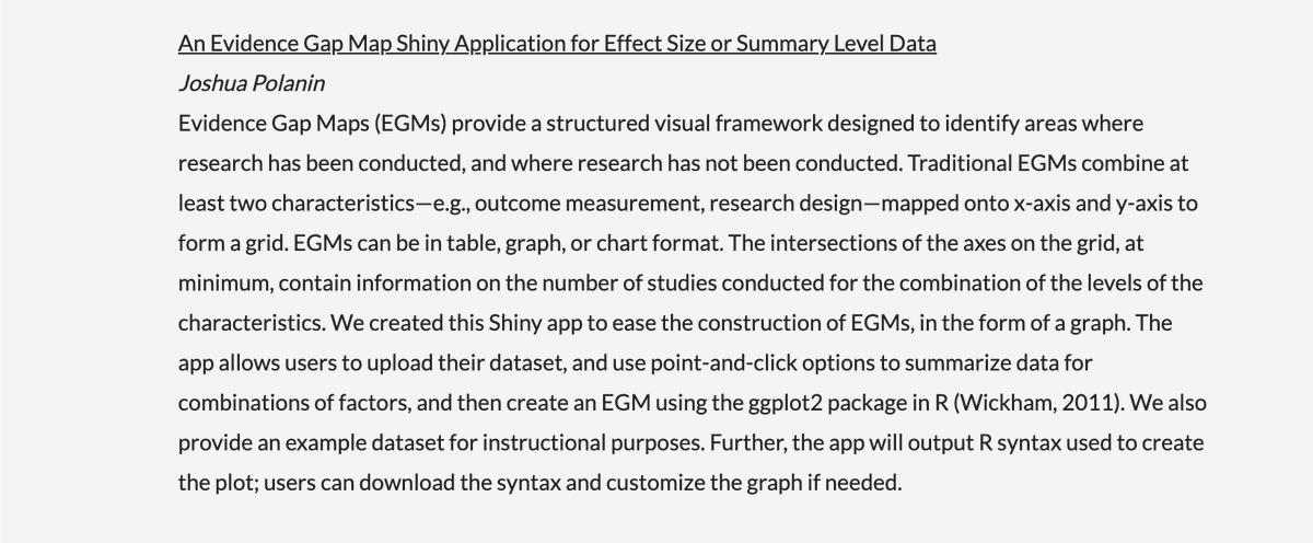 eshackathon's tweet photo. NOW: Joshua Polanin (@jrpolanin) - An evidence Gap Map Shiny application for effect size or summary level data
#ESMARConf2022 #EvidenceSynthesis #MetaAnalysis #RStats #ReviewProcesses
https://t.co/oNLv2bd9lG https://t.co/m3QYS21s1W